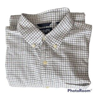 Chaps Mens Long Sleeve Button Down Blue/Black/White Plaid Medium